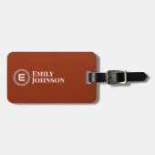 Monogrammed Chic Leather Modern Name Bagagelabel (Voorkant horizontaal)