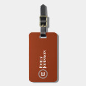 Monogrammed Chic Leather Modern Name Bagagelabel (Voorkant verticaal)