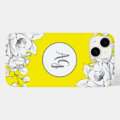 Monogrammed Chic Modern Yellow White Floral Case-Mate iPhone Case (Achterkant (horizontaal))