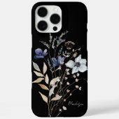 Monogrammed Chic Waterverf Blauwe Bloem Case-Mate iPhone Case (Achterkant)