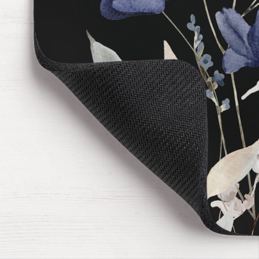 Monogrammed Chic  Waterverf Blauwe Bloem Muismat (Hoek)