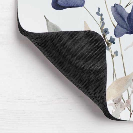 Monogrammed Chic  Waterverf Blauwe Bloem Muismat (Hoek)