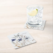 Monogrammed Chic  Waterverf Blauwe Bloemen Kartonnen Onderzetters (Insitu)