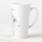 Monogrammed Chic  Waterverf Blauwe Bloemen Latte Mok (Rechts)