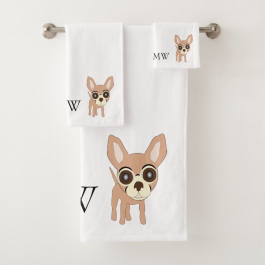 Monogrammed Chihuahua Dog Design Bad Handdoek (Insitu)