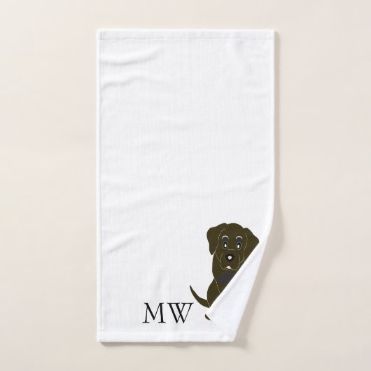 Monogrammed Chocolate Labrador Dog Design Bad Handdoek (Handdoek)