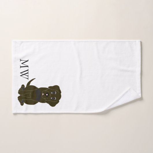 Monogrammed Chocolate Labrador Dog Design Bad Handdoek (Handdoek)