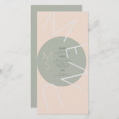 Monogrammed Circular Sage Pink Menu Heart Weddendi (Voorkant / Achterkant)