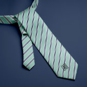 Monogrammed Classic Mint Green and Navy Stripes Stropdas