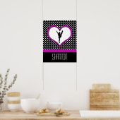 Monogrammed Classic Pink Polka-Dot w Heart Poster (Keuken)