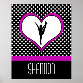 Monogrammed Classic Pink Polka-Dot w Heart Poster