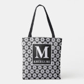 Monogrammed Classic Serif BW Clematis Tote Bag (Achterkant)