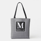 Monogrammed Classic Serif BW Diamond Dot Tote Bag (Achterkant)