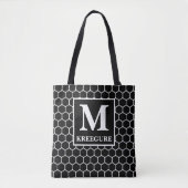 Monogrammed Classic Serif BW Honeycomb Tote Bag (Voorkant)