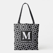 Monogrammed Classic Serif BW Square Connect Tote Bag (Achterkant)