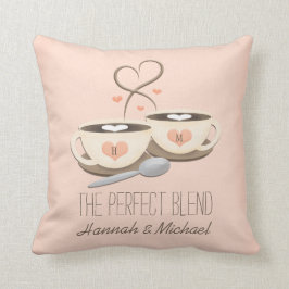 Monogrammed Coffee Cups Heart Wedding Kussen
