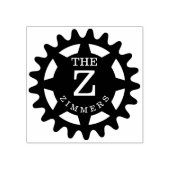 Monogrammed Cog Rubber Stamp Rubberstempel (Afrduk)