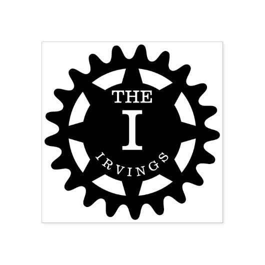 Monogrammed Cog Rubber Stamp Rubberstempel (Afrduk)