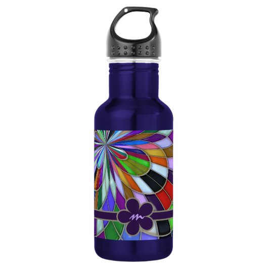 Monogrammed Colorful Abstract Glas in lood Flower Waterfles (Voorkant)