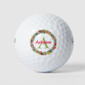 Monogrammed Colorful Floral Wreath Personalized Golfballen (Voorkant)