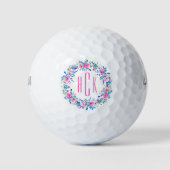 Monogrammed Colorful Flowers Wreated Design Golfballen (Voorkant)