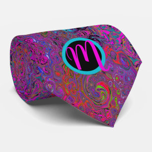 Monogrammed Colorful Groovy Retro Stropdas