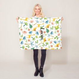 Monogrammed Colorful Safari patroon voor baby boy Fleece Deken