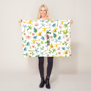 Monogrammed Colorful Safari patroon voor baby boy Fleece Deken