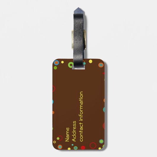 Monogrammed Colorful Stippen Bagagelabel (Achterkant verticaal)