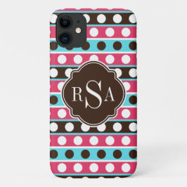 Monogrammed Colorful Stippen en Stripes Pattern Case-Mate iPhone Case