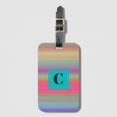 Monogrammed Colorful Stripes Bagagelabel (Voorkant (verticaal))