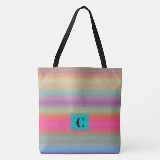 Monogrammed Colorful Stripes Canvas tas (Voorkant)