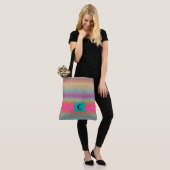 Monogrammed Colorful Stripes Canvas tas (Op model)