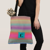 Monogrammed Colorful Stripes Canvas tas (Dichtbij)