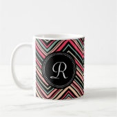 Monogrammed Colorful Tribal Chevron Pattern Koffiemok (Links)