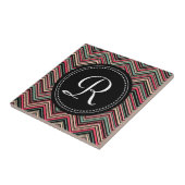 Monogrammed Colorful Tribal Chevron Pattern Tegeltje (Zijkant)