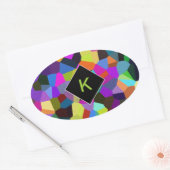 Monogrammed-Confetti in juweelkonen Ovale Sticker (Envelop)