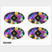 Monogrammed-Confetti in juweelkonen Ovale Sticker (Vel)
