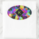 Monogrammed-Confetti in juweelkonen Ovale Sticker (Tas)