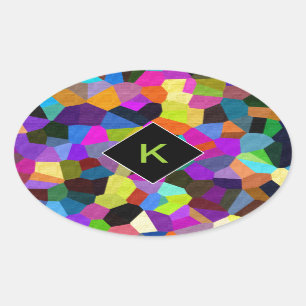 Monogrammed-Confetti in juweelkonen Ovale Sticker