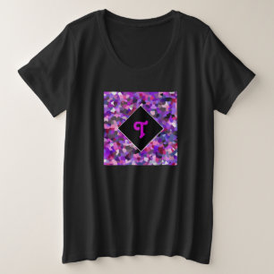 Monogrammed Confetti Paars Grote Maat T-shirt