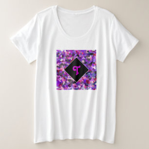 Monogrammed Confetti Paars Grote Maat T-shirt
