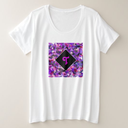 Monogrammed Confetti Paars Grote Maat T-shirt (Design voorkant)