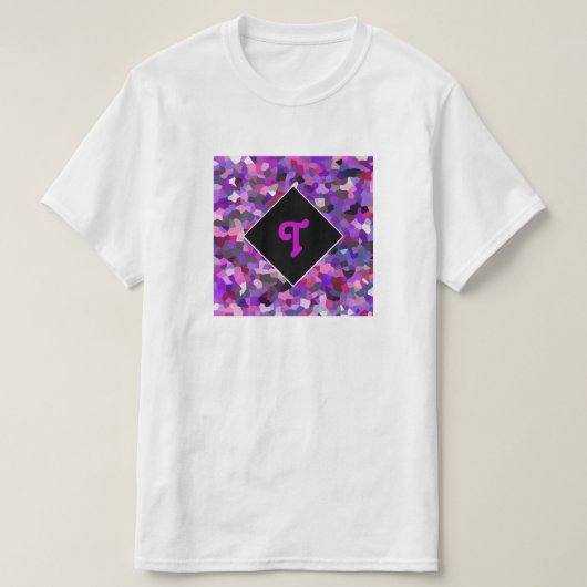 Monogrammed Confetti Paars T-shirt (Design voorkant)