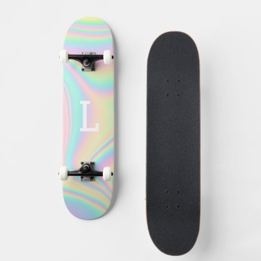 Monogrammed Cool Girly Moderne Regenboog Persoonlijk Skateboard (Voorkant)