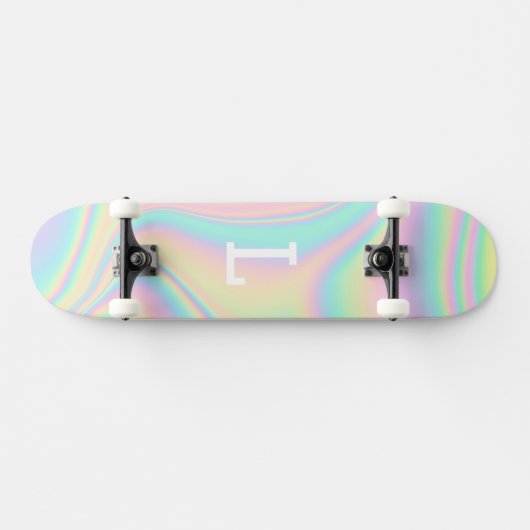Monogrammed Cool Girly Moderne Regenboog Persoonlijk Skateboard (Horizontaal)