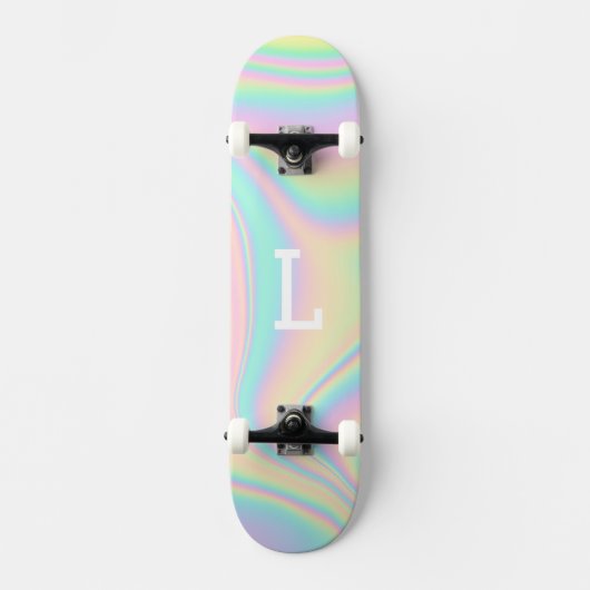 Monogrammed Cool Girly Moderne Regenboog Persoonlijk Skateboard (Voorkant)