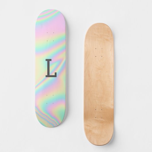 Monogrammed Cool Girly Moderne Regenboog Persoonlijk Skateboard (Voorkant)