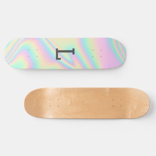 Monogrammed Cool Girly Moderne Regenboog Persoonlijk Skateboard (Horizontaal)
