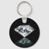 Monogrammed Cool Solitaire Diamond Black Sleutelhanger (Voorkant)